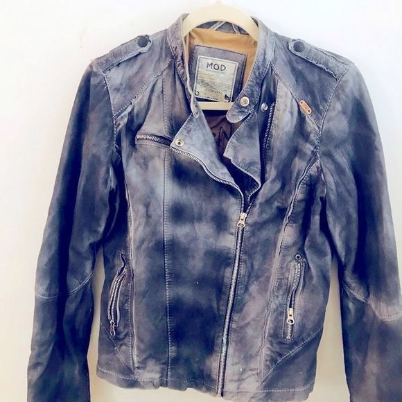 M.O.D distressed grey leather jacket‎ - Picture 2 of 10